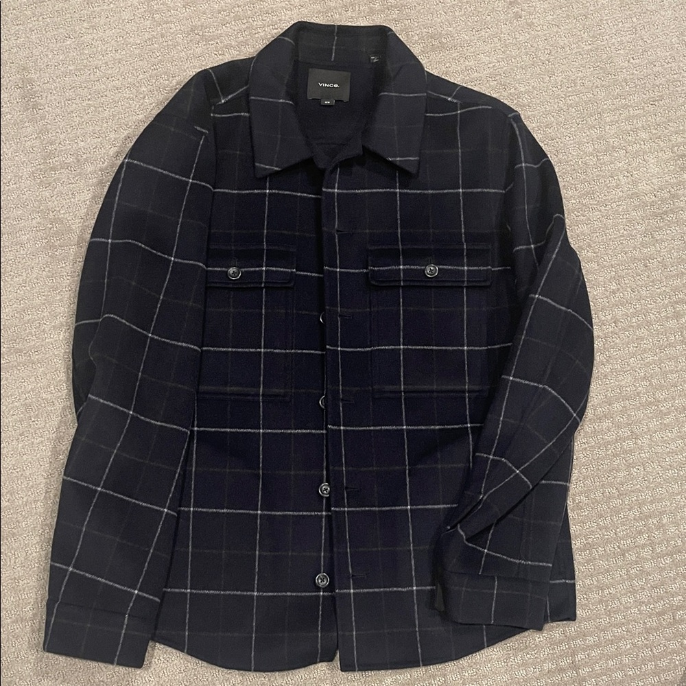 Vince Navy Checkered Men's Shirt Jacket